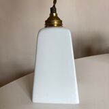 Modernist art deco bathroom pendant lamp in opaline