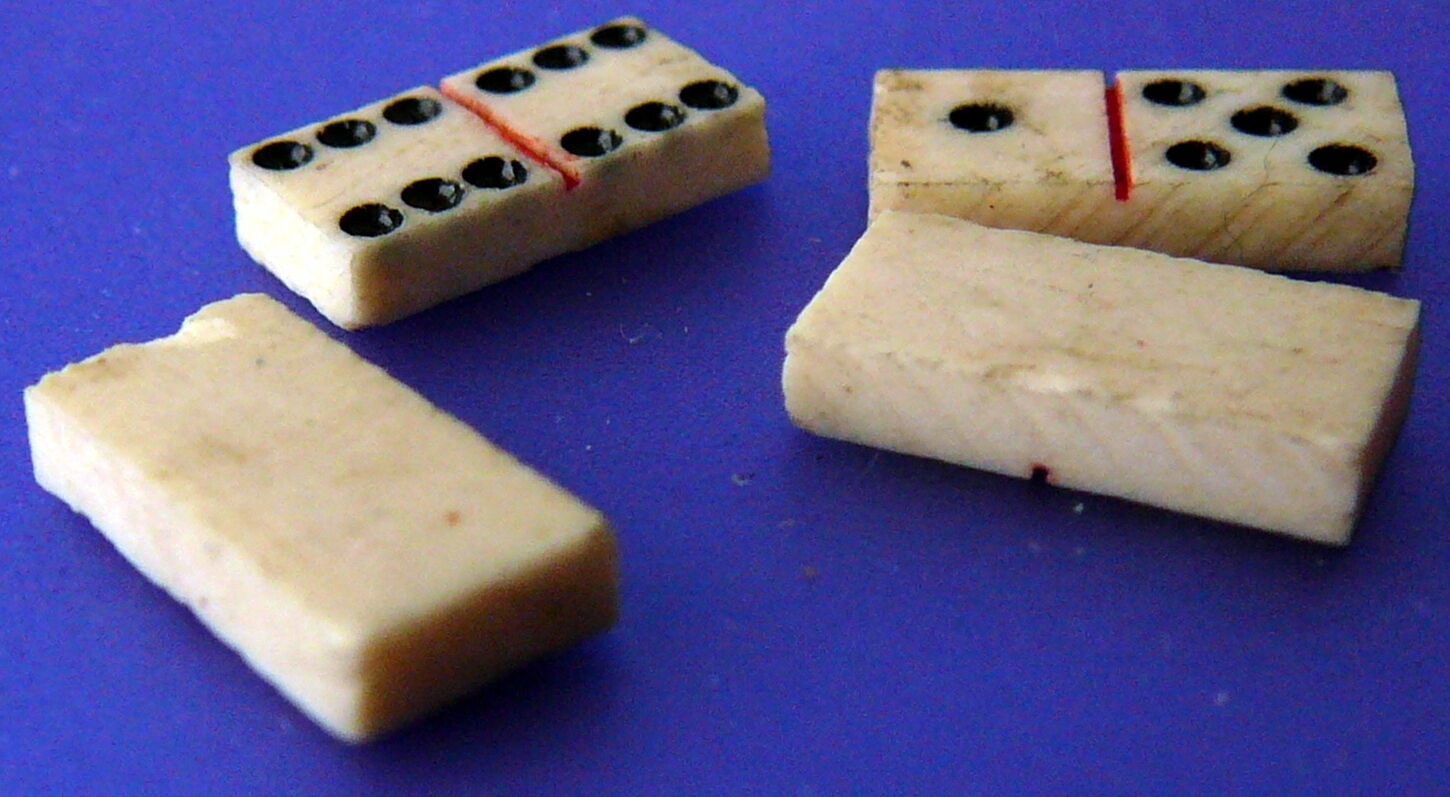 19th century miniature old dominoes game