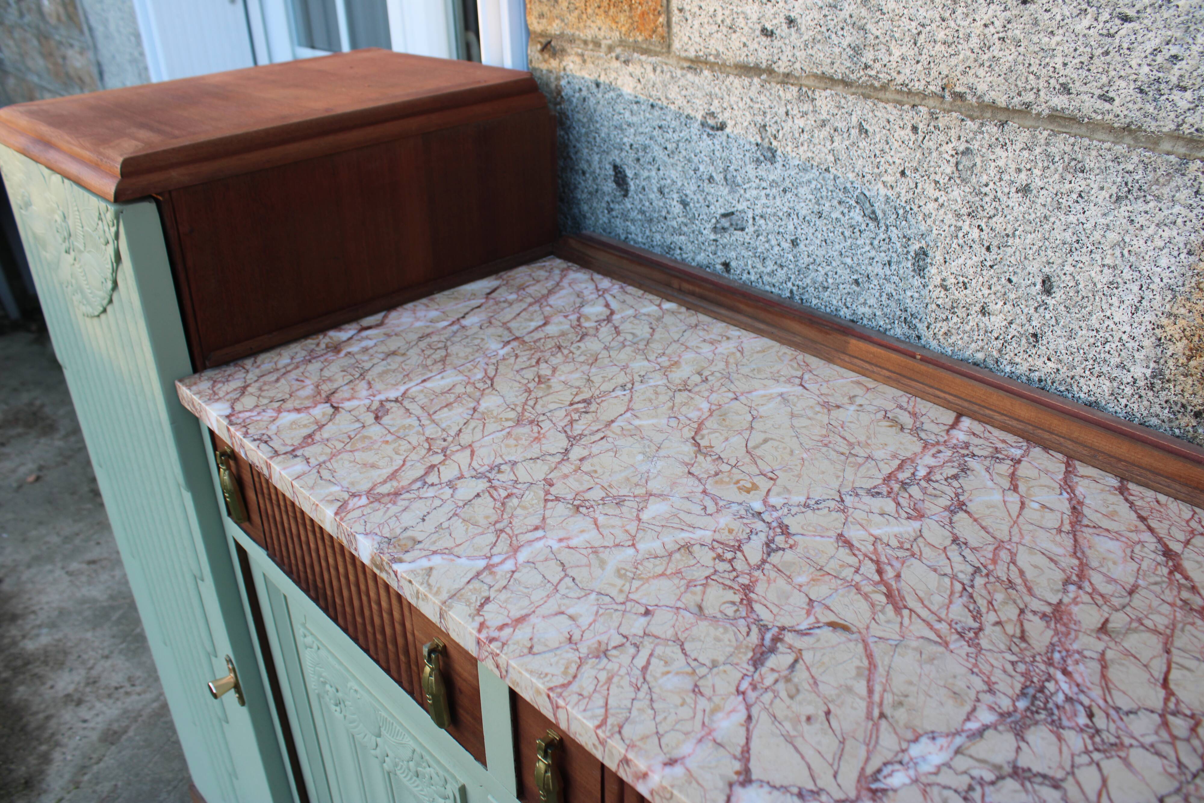 Renovated antique Art Deco sideboard – Lizard Green (Pure & Paint)