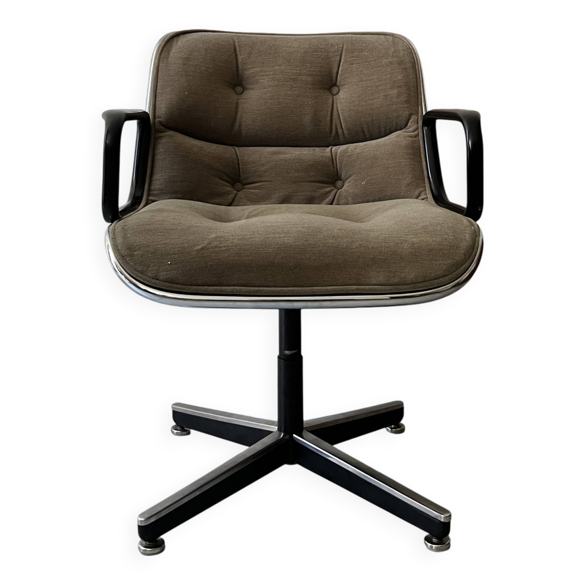 Velvet office chair with armrest by C. POLLOCK for Knoll