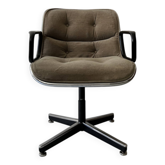 Fauteuil de bureau en velours et accoudoir par C. POLLOCK pour Knoll