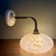 Elbow wall light, vintage glass lampshade from Clichy in pink.