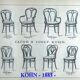 Set of 4 kohn "empire black" chairs circa 1880 + thonet-