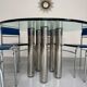 Table repas ronde verre et métal design italien des années 80 vintage