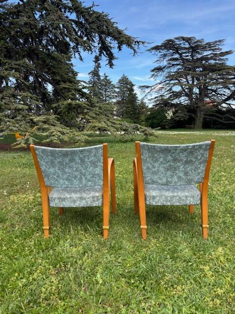 Pair of Steiner Bow Wood armchairs from 1950.
