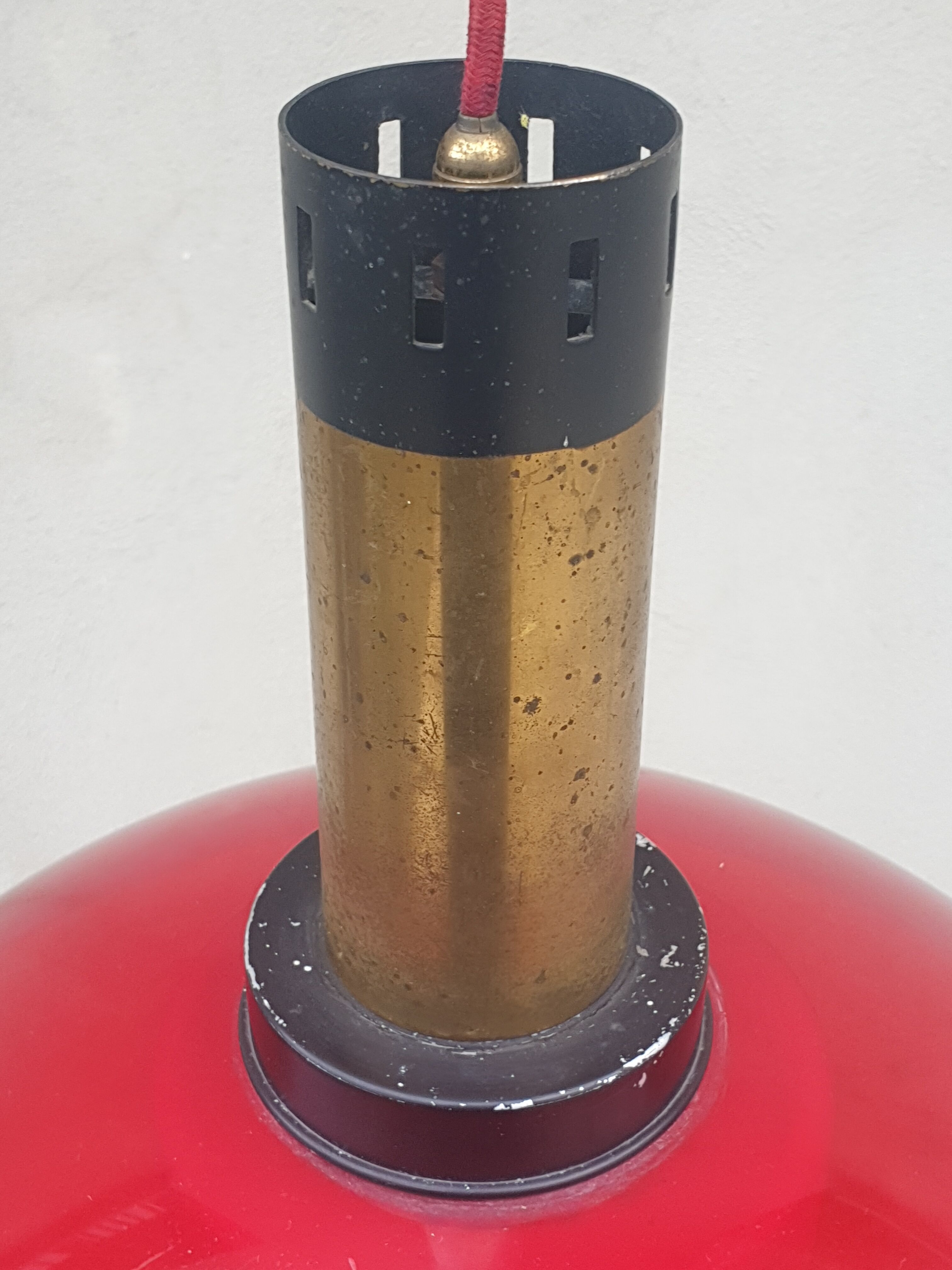 Mid-century chandelier in red acrylic glass from stilux milano