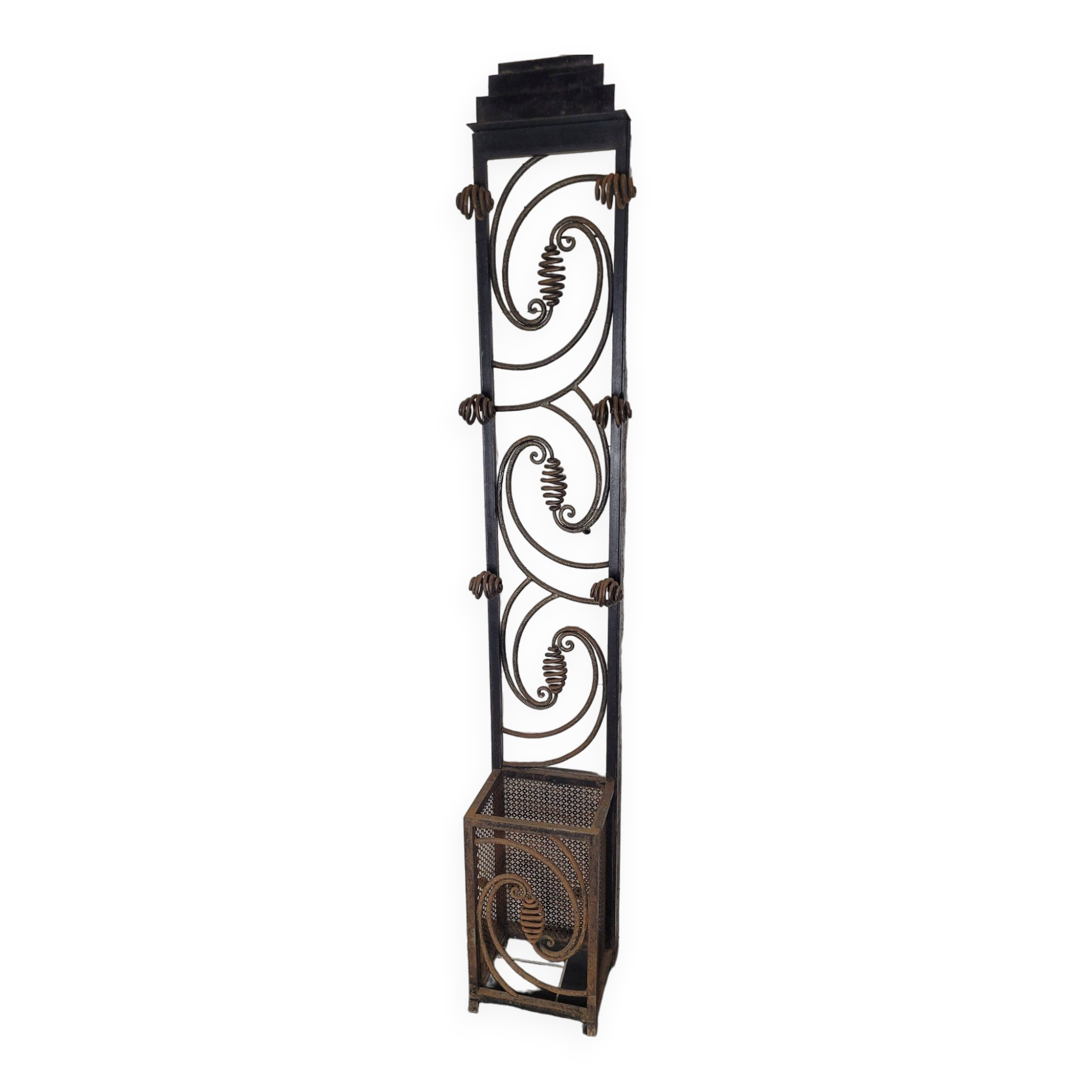 Art deco wrought iron coat rack from the 1930s