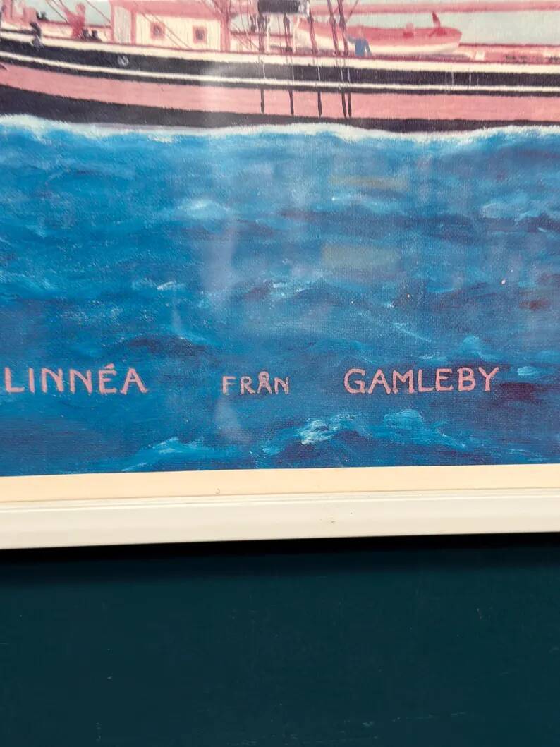 Swedish original print on paper – "Boat at Sea" by Egil Bergström – Signed – vintage and framed – 60.5 × 50.5 cm (23.8 in × 19.8 in)