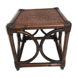 Bedside table stool in vintage cannage rattan