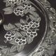 Vintage French cheese and sandwich serving plate, pressed glass with floral pattern.