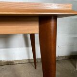 Scandinavian extendable table in light oak and teak 166/202/238x89cm vintage an50