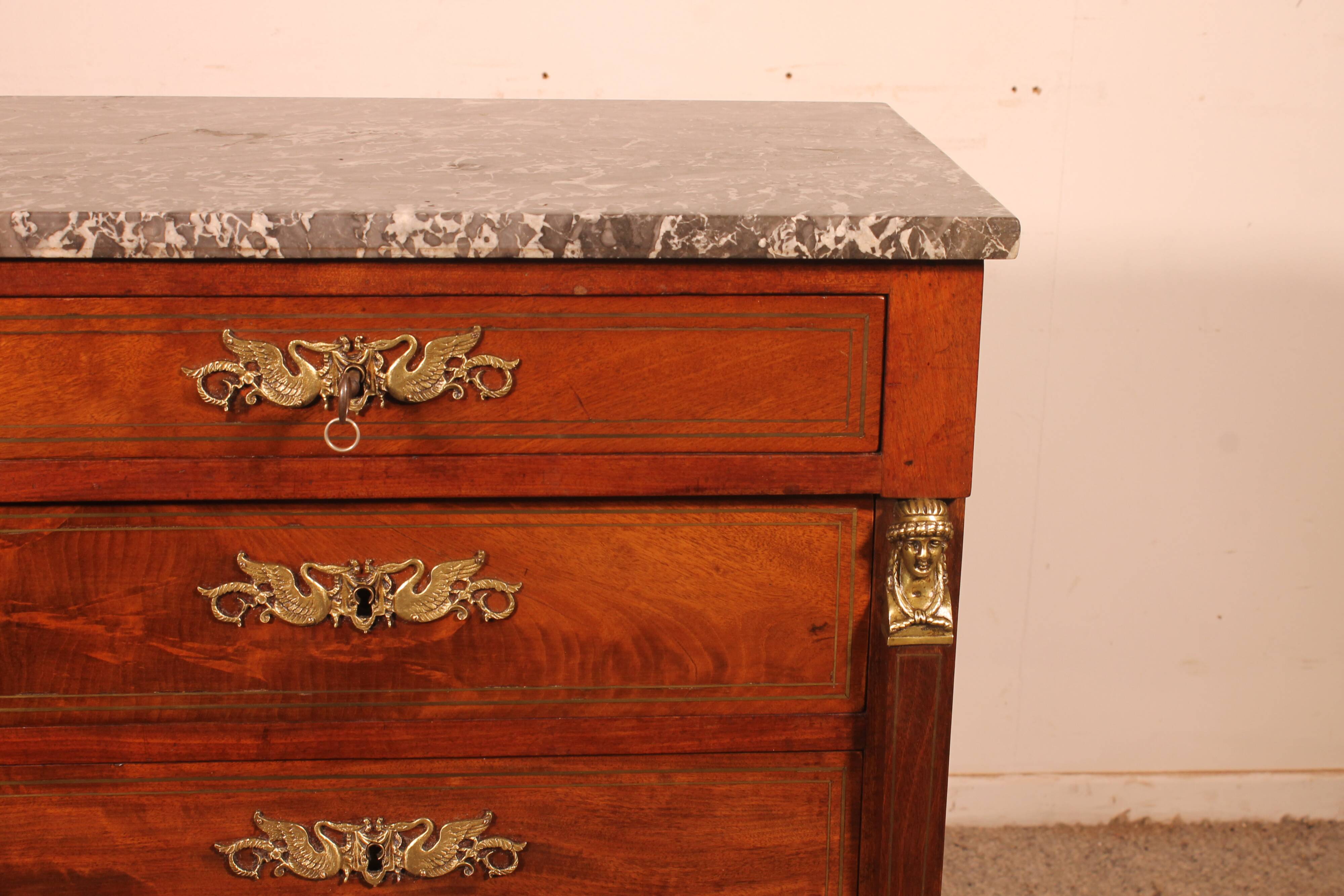 small jump commode in mahogany in Empire style