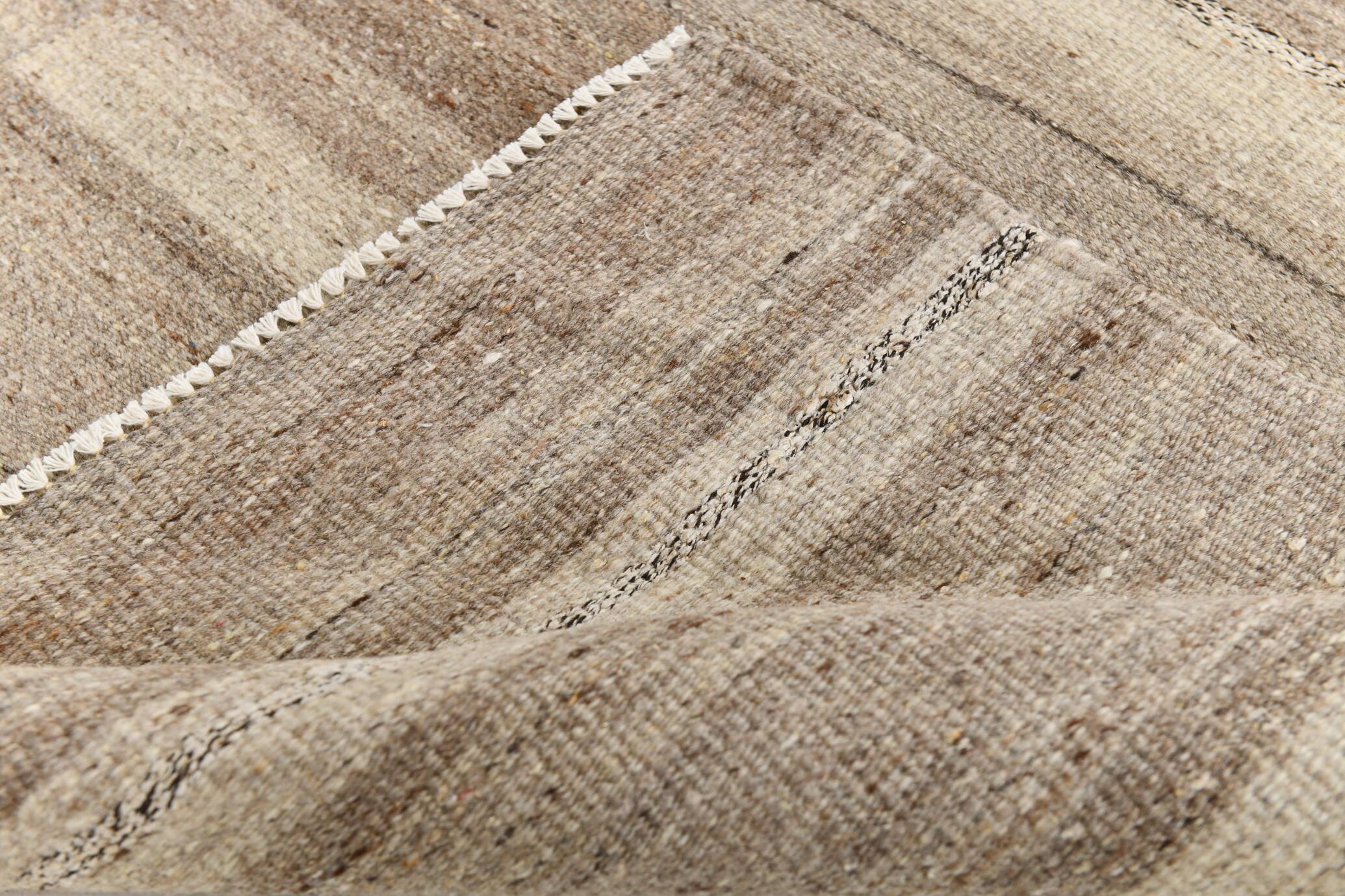 Large Brown Beige Turkish Kilim Rug, 313x374Cm