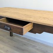 Ancienne table de ferme en bois massif patiné - 178 cm