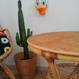 Round rattan side table 60s -70s / vintage