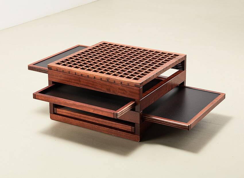 Table basse Tetra de Bernard Vuarnesson pour Bellato Italie, années 1980
