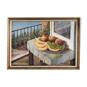 Painting: oil on canvas, still life with fruit