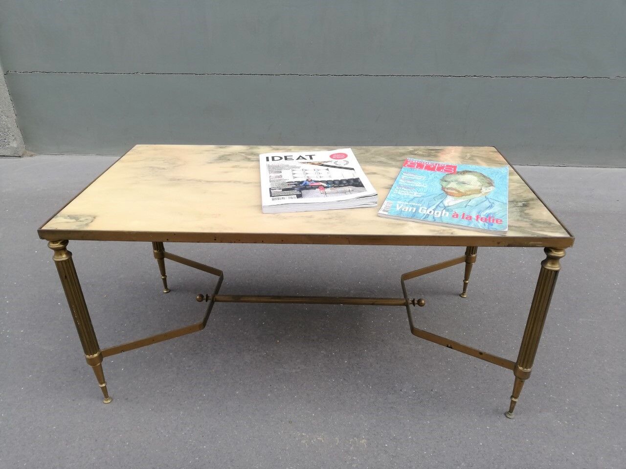 Brass and marble 1960s coffee table