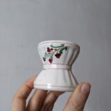 Coquetier diabolo old sarreguemines earthenware decorated with flowers painted by hand