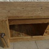 Large workbench with press, 2 drawers and storage tray - Totally sanded and varnished