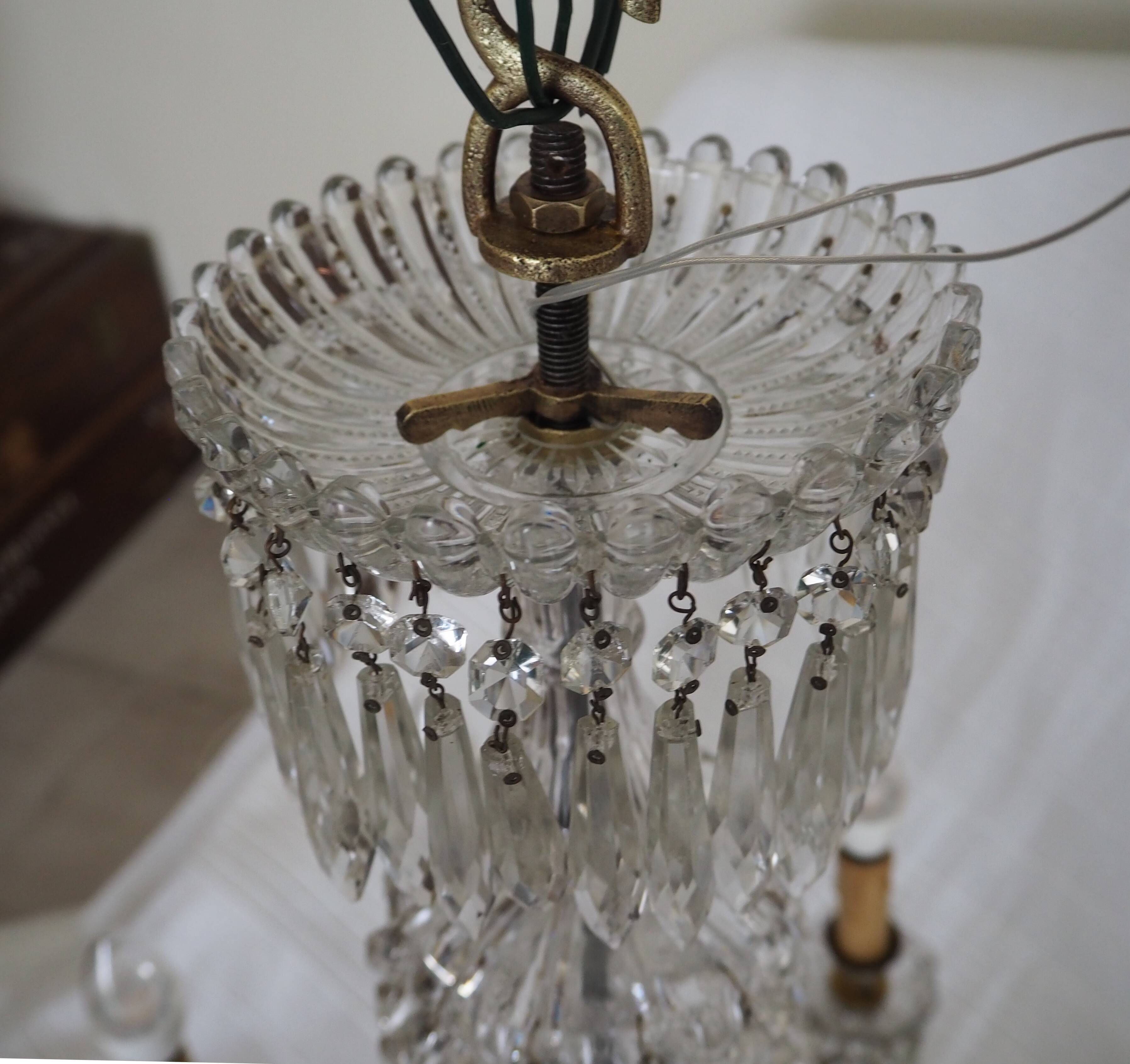 Napoleon III chandelier with crystal pendants, signed Portieux 19th century