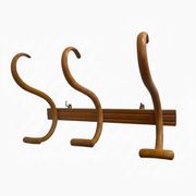 Curved wooden coat rack with 3 hooks, 1920s.