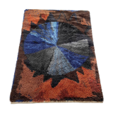 Tapis abstrait scandinave multicolore à poils hauts Rya, Suède, années 1960