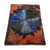 Tapis abstrait scandinave multicolore à poils hauts Rya, Suède, années 1960