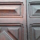 Porte d’entrée vitrée en chêne et grilles en fer, XIXème s.