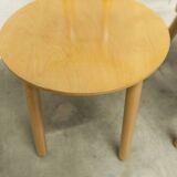 Set of 3 minimalist chairs in light wood, 1980s Italy