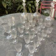 Antique engraved crystal liqueur service? St Louis model early 20th century.