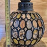 Vintage 1960s glass stained glass pendant light.