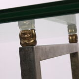 Table basse en verre Peter Ghyczy avec cadre en acier inoxydable Biri T29