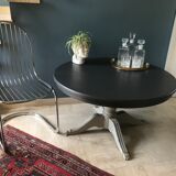 Old round dining table transformable central foot