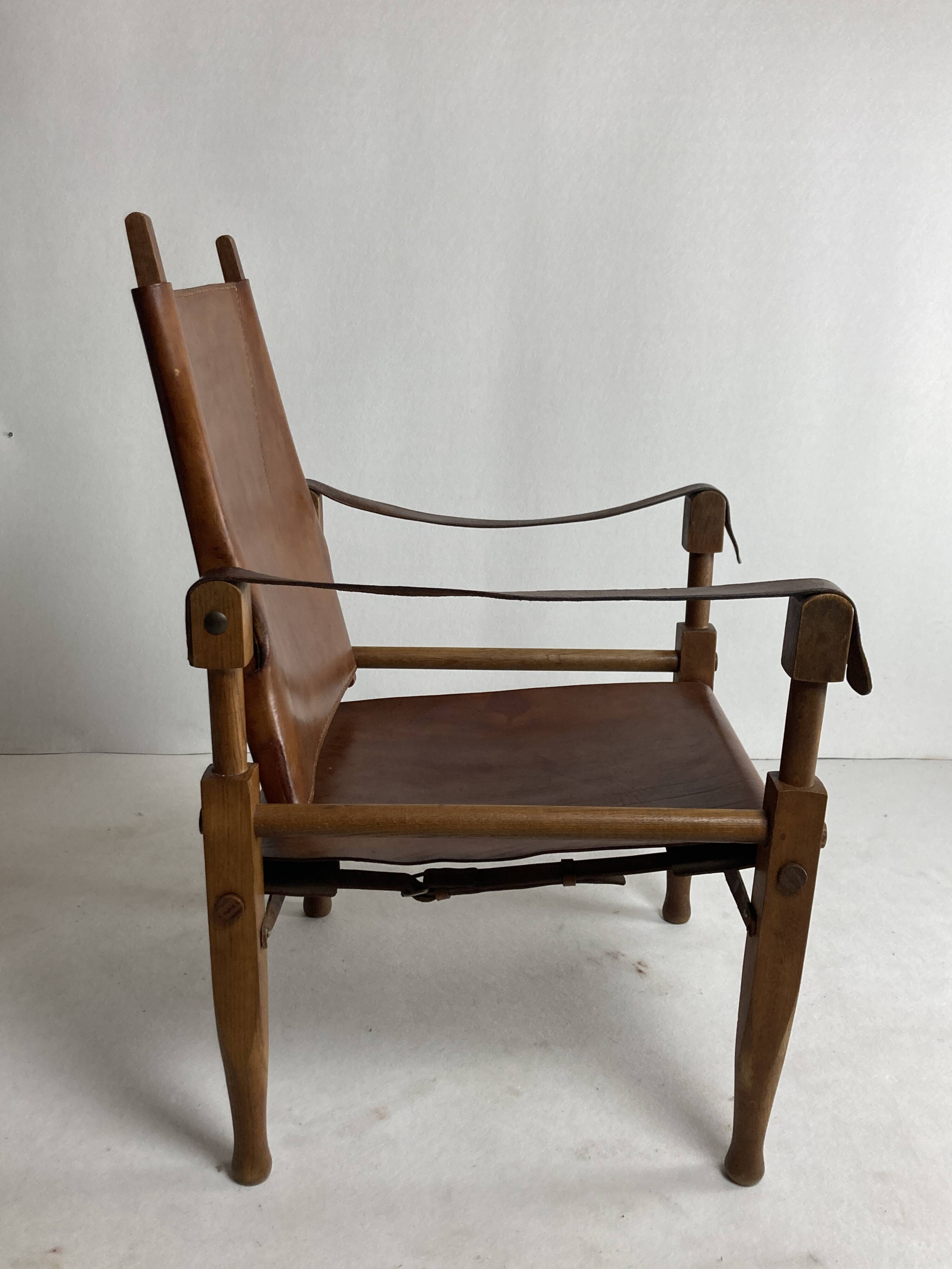 Leather safari armchair by Wilhelm Kienzle for Wohnbedarf, 1950s