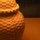 Vintage table lamp in woven ceramic Regency style.
