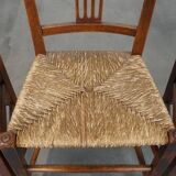 Lot de 4 chaises de salle à manger anglaises anciennes du XIXe siècle avec assises en osier