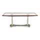 Midcentury Italian Dining Table in Mahogany, Brass, Marble.