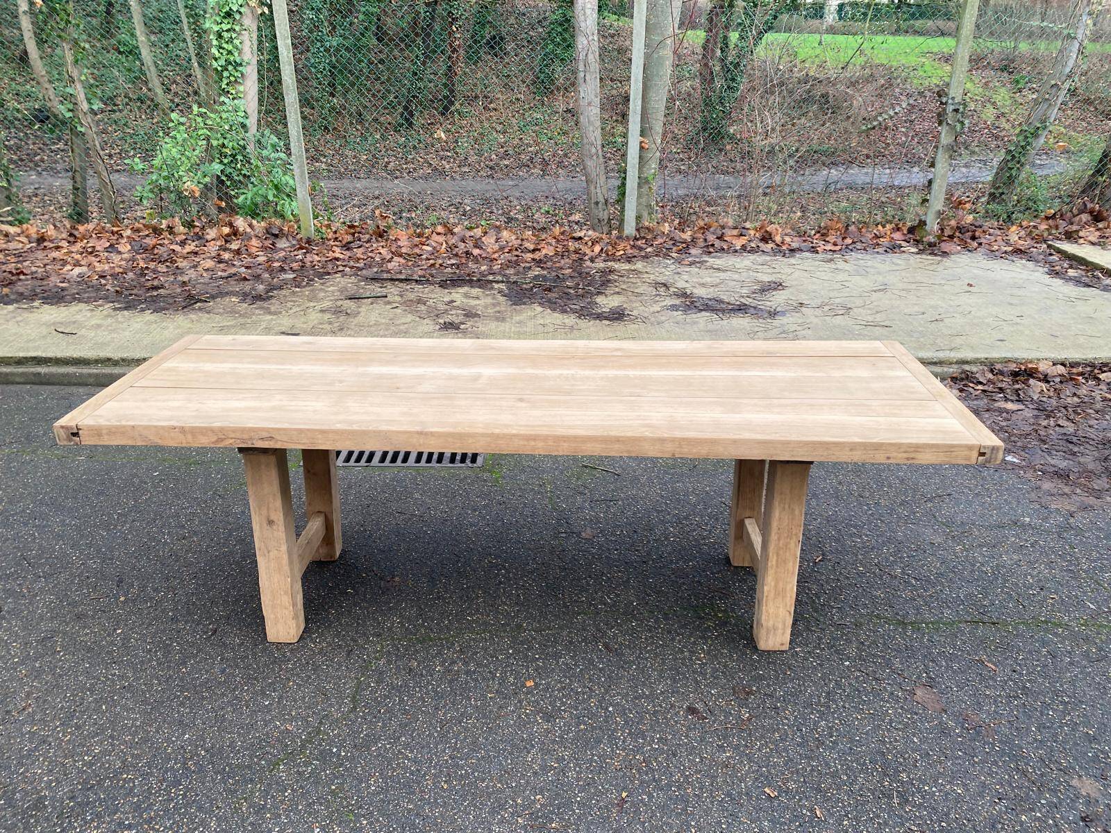 Renovated farmhouse table in solid oak from the 18th century, 240cm.