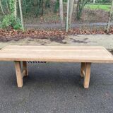Renovated farmhouse table in solid oak from the 18th century, 240cm.