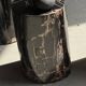 Small black petrified wood side table with beige stripes H28 D18 - 3347