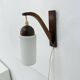 Vintage Scandinavian wall lamp with teak and opaline glass shade , 1960s