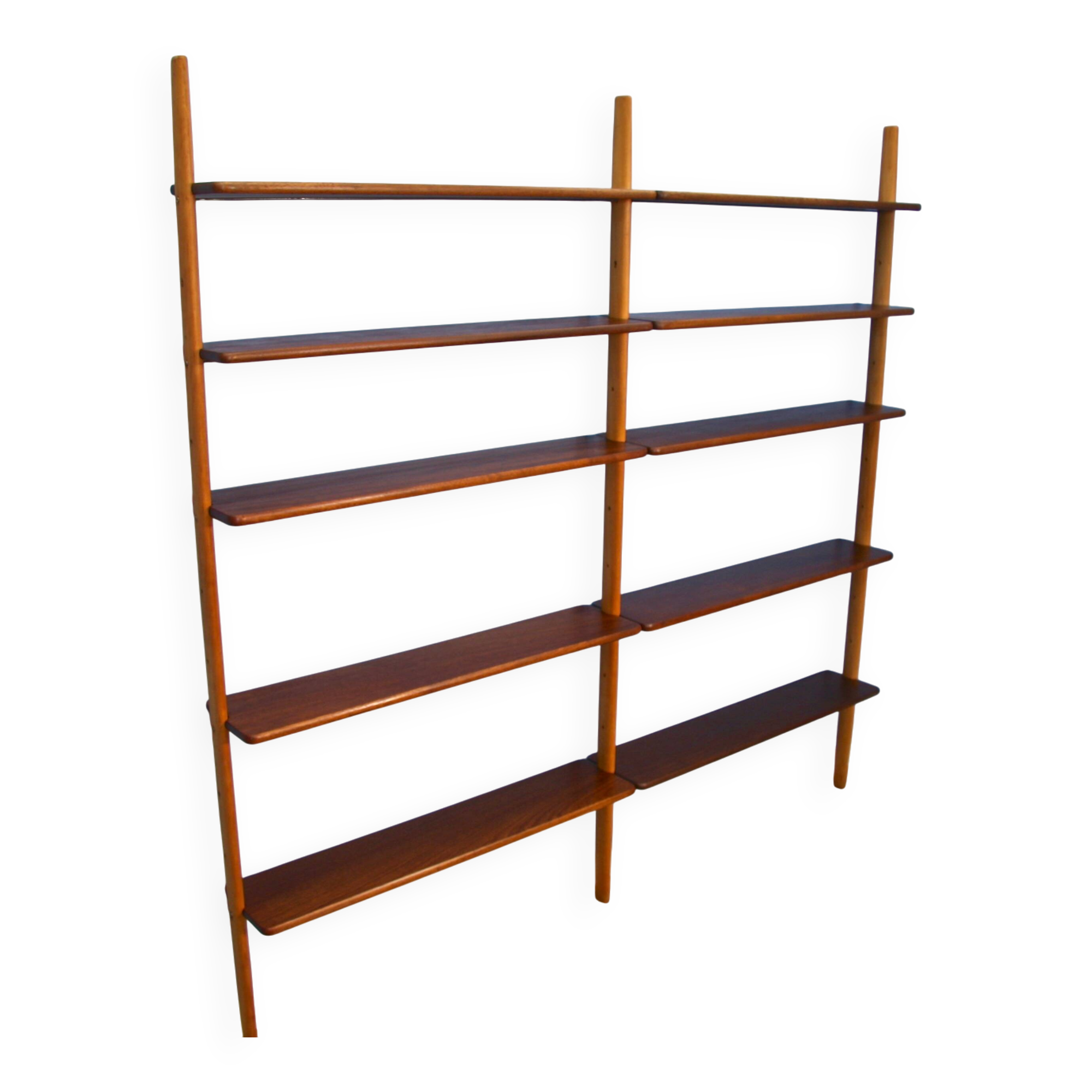 A Danish wall unit in teak and beech by William Watting for Scanflex, 1950s.