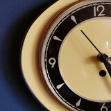 Vintage formica clock silent wall clock asymmetrical 60s "Yellow black"