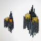 Set Of Double Chalice Brutalist Wall Lamp By Marcel Fantoni, Italy, 1960S