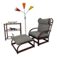 Fauteuil à oreilles en bambou de style milieu du siècle avec tabouret par Gervasoni