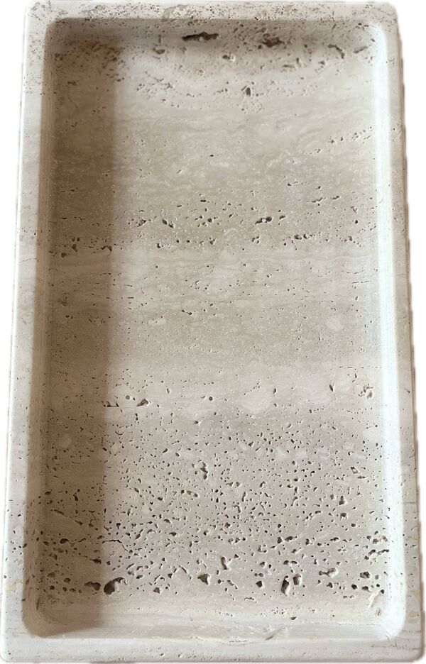 Plateau rectangulaire en travertin plateau décoratif vide poche travertin brut