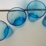 verre à eau /limonade en verre gravé bleu