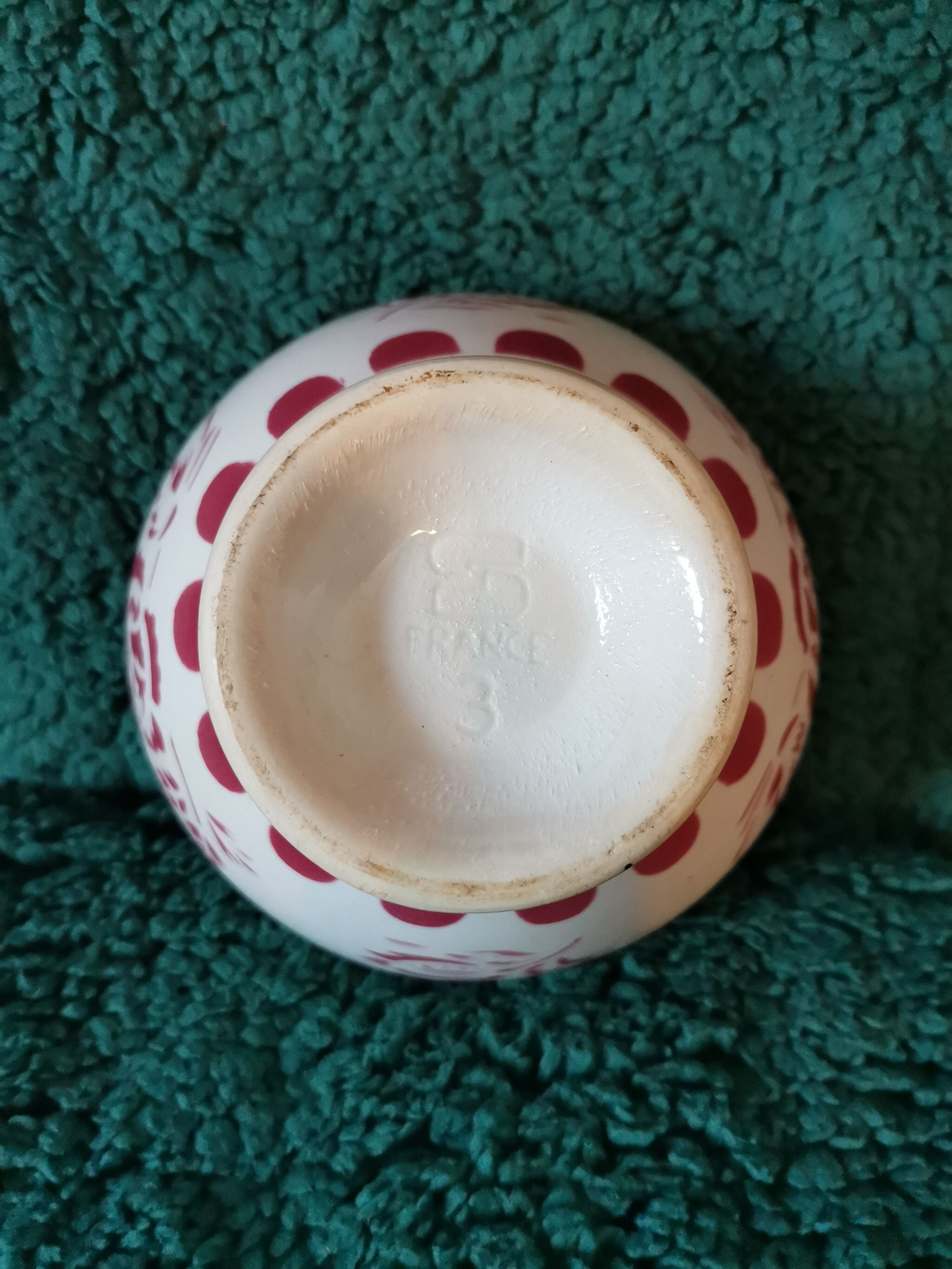 Old bowl Digoin pink red