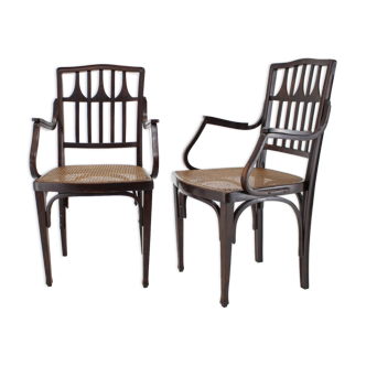 1900s Koloman MOSER Pair of Armchairs for J & J Kohn No. 327